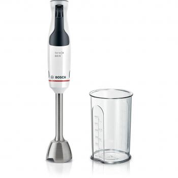 Batidora de Mano Bosch Serie 4 MSM4W210 - Potente Licuadora de Inmersión con Vaso Medidor de 600 ml y 600 W en Color Negro y Blanco