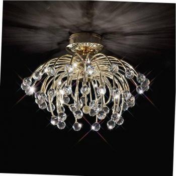 Plafón Xeena 10 Bombillas Oro/Cristal, Techo 10 Luces G4, No Compatible con LED/CFL