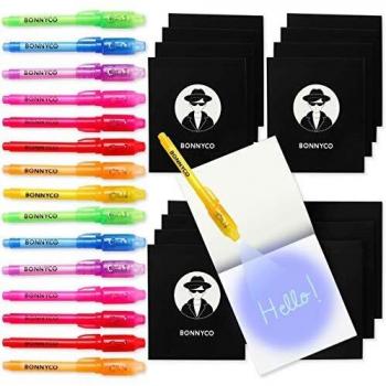 BONNYCO Bolígrafo Tinta Invisible y Libreta Pack x 16 Cumpleaños Niños Colegio, Detalles Cumpleaños Infantiles o Relleno Piñata | Regalos para Niños en Comunión y Boda