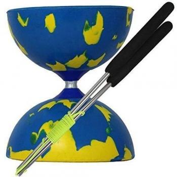 Juggle Dream - Diábolo Jester y Palos de Control de Aluminio, Color Azul/Amarillo