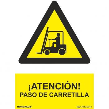 Normaluz RD30006 - Señal ¡Atención! Paso De Carretilla PVC Glasspack 0,7 mm 21x30 cm