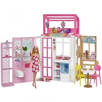 Barbie Apartamento Casa de Muñecas con Muñeca Barbie, Muebles y Accesorios, Regalo +3 años (Mattel HHY40)