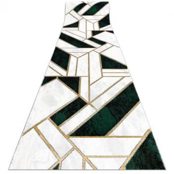 Alfombra de pasillo EMERALD exclusivo 1015 glamour, elegante mármol, geométrico botella verde / oro 120x360 cm