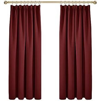 Deconovo Cortinas Dormitorio Moderno Tela Suave Gruesa para Ventanas de Habitación Juvenil con Fruncido 2 Piezas 132x183cm Rojo Oscuro