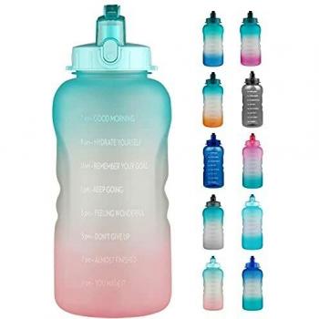 Reeho 3.8 L Botella Agua Deporte, Botella Plastica Tritan Reutilizable 1 Galón, Botella Agua Gimnasio con Marcador de Tiempo para Athletic, sin BPA