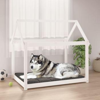 Cama para perros de madera maciza de pino blanca 111x80x100 cm