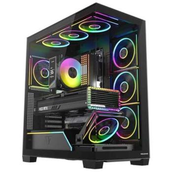 Caja de ordenador Modecom Volcano Stellar Plus ARGB Midi 8F color negro (ATX, mATX, Mini-ITX)