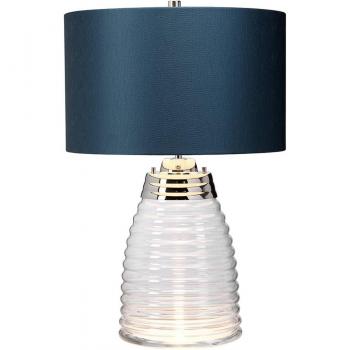 Lámpara de mesa Milne base de vidrio pantalla azul
