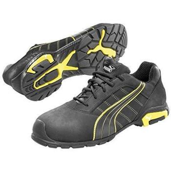 Zapatos de seguridad Puma Amsterdam Low S3 SRC, Talla 47, Negro/Azul, con puntera de aluminio y cuero nubuck