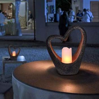 Lámpara solar LED en forma de corazón, IP44, con vela