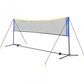 FEMOR Red Portátil y Plegable para Tenis y Bádminton con Soporte y Bolsa de Altura Ajustable 4 x 1.5 x 1m