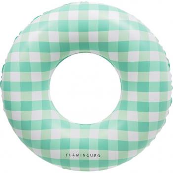 Flamingueo Flotador Gigante Donut Colchoneta Piscina Diseño Vichy Hinchable Extragrande Redondo 110 x 110 x 35 cm Estampado Vicky Verde Para Piscina y Playa