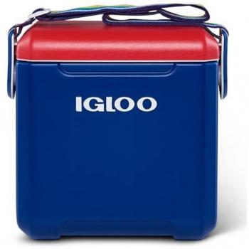 Nevera Portátil Igloo Tag Along 11, 10.5 litros, Retención de Hielo de 2 Días, Azul Marino con Correa Arcoíris