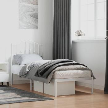 Estructura cama sin colchón con cabecero metal blanco 75x190 cm vidaXL