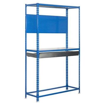 Estantería SimonRacing Box Megaplus 3/400 Azul/Galva - 2000 x 1200 x 400 mm, alta capacidad de carga, incluye cajón y soporte para neumáticos