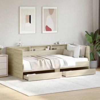 Sofá Cama con Cajones de Madera Multicapa Roble Sonoma 100x200 cm
