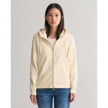 Sudadera con capucha y cremallera para mujer Gant Tonal Shield amarilla