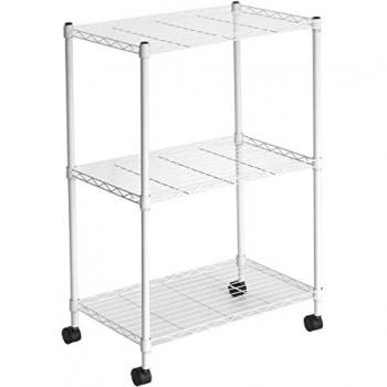 Estantería Metálica Klaus 80 - 56x35x80 cm, Color Blanco, con Ruedas y 3 Baldas, Soporta hasta 105 kg