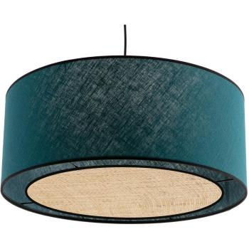 Lámpara de techo de lino azul pavo y rafia 50 cm de diámetro TRAVES