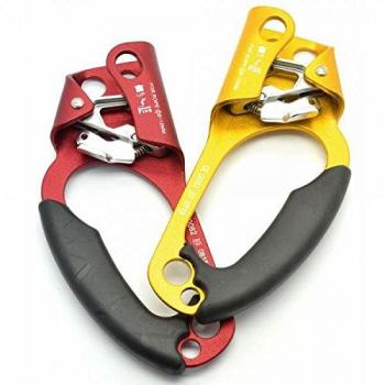 Puño Bloqueador de Escalada Fixe Capitan Izquierda Rojo - Autoseguro para Cuerdas de 8 a 12 mm, Empuñadura de Goma y Aluminio, Unisex