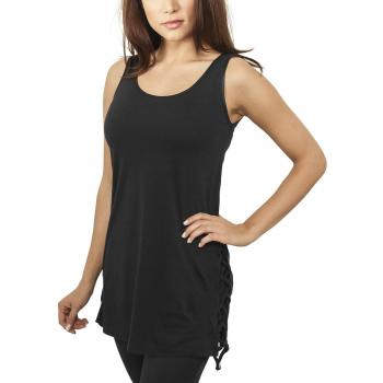 Urban Classics Ladies Leather Imitation Side Knotted Tank, Camiseta sin Mangas para Mujer, Negro