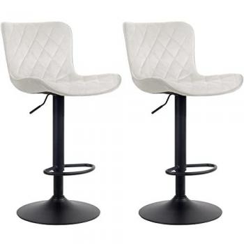 Set de 2 Taburetes de Bar Regulables en Terciopelo Crema Emma
