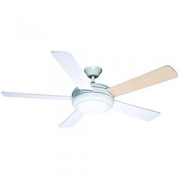 Ventilador de Techo Wonderlamp Conte Blanco con Control Remoto, Función Verano-Invierno, 5 Palas de Madera Contrachapada, 3 Velocidades, Ø 132 cm (Bombillas 2