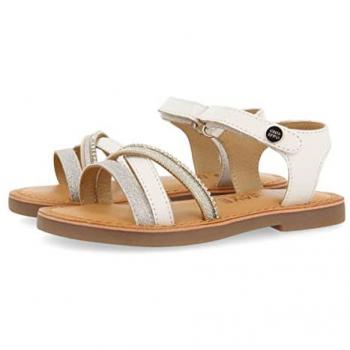 Gioseppo Sandalias de Piel para Niña Melgar con Detalles en Blanco y Glitter, Color Blanco, Talla 31 EU