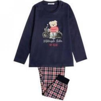 Pijama de Algodón con Estampado de Oso Manga Larga para Niño