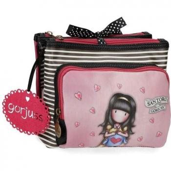 Neceser Gorjuss Santoro For my Love Morado de Piel Sintética con Dos Compartimentos y Capacidad de 4L