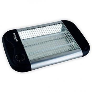 Bastilipo TP-600 Tostador horizontal, temporizador 5 minutos, recoge cables y migas, 600 W, Acero Inoxidable, Negro