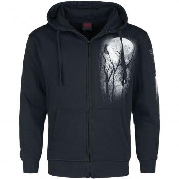 Spiral Gothic Forest Wolf Hooded Zip Jacket - Black - Size L to XXL for Men