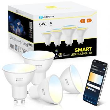Bombilla Inteligente LED GU10 6W Regulable Wifi 2700K-6500K Compatible con Alexa y Google Home - Pack de 4 Unidades