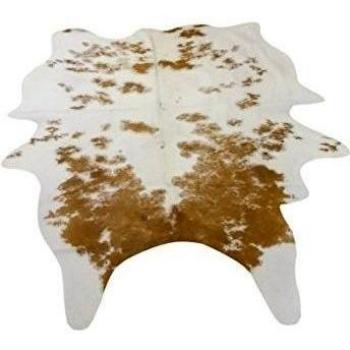Piel de vaca sudamericana premium - Hermoso Patron de Luz Marron y Blanco - Aprox 205 cm x 150 cm - U28