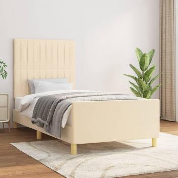 Cabecero de cama 100x200 cm en tela color crema con estructura de Vidaxl