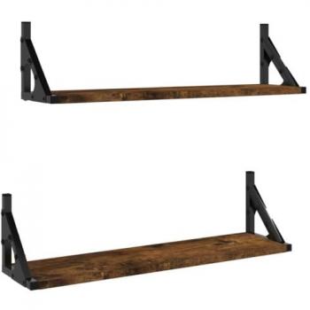Estantes de pared 2 piezas Roble Ahumado 60x15x15,5 cm