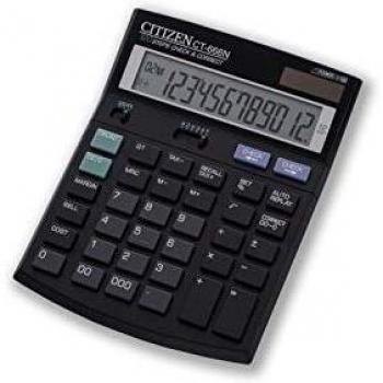 Calculadora de Oficina Citizen CT-666N, 12 Dígitos, Pantalla Grande, Color Negro