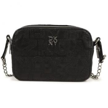 Bolso de mano de niña negro en poliuretano DKNY con logotipo para mujer, Talla única