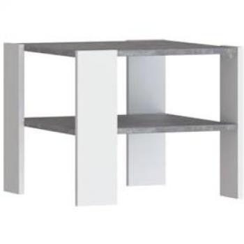 Mesa auxiliar PILVI 2 bandejas - melamina blanca y hormigón claro - 55 x 45 cm