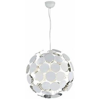 Lámpara Colgante Discalgo 6 Luces E-14 Blanco Mate y Plateado D.54cm