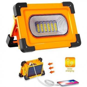 Foco Proyector Solar LED Portátil 30W con Batería Recargable Power Bank, 6000K, IP66, 2700 Lúmenes