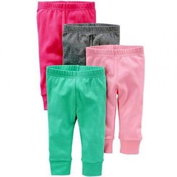 Simple Joys by Carter's pantalón para niñas pequeñas, paquete de 4 ,Bright Pink/Gray/Light Pink/Mint ,Bebé prematuro