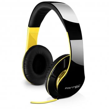 Fantec SHP-250AJ-NY - Auriculares estéreo con Diadema, Color Negro y Amarillo neón