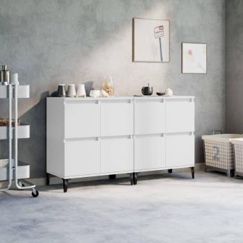 Aparadores 2 uds madera contrachapada blanco 60x35x70 cm Mueble de Almacenaje de Salón, Buffet para salón, Armario Auxiliar, Armario de Almacenamiento Vidaxl