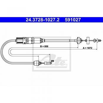 Cable de Embrague ATE 24.3728-1027.2 con Ajuste Automático para Renault Espace 3