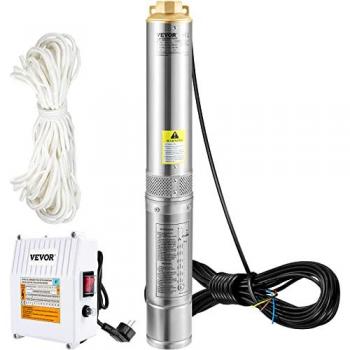 Bomba Sumergible de Pozo Profundo 370W, 230V, Flujo Máximo 110 L/min, Prevalencia 44m, Acero Inoxidable, IP68