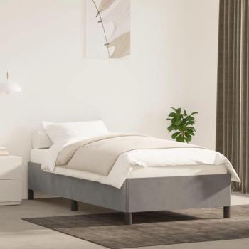 Cama solar sin colchón de terciopelo gris claro 90x190 cm