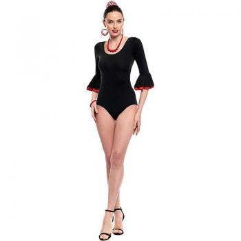Body Sevillana con Volante negro y rojo para mujer