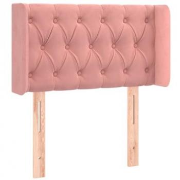 Cabecero con LED de terciopelo rosa 83x16x78/88 cm