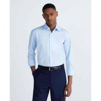 BOSS Regular Fit Light Blue Stretch Poplin Shirt for Men - Size 42